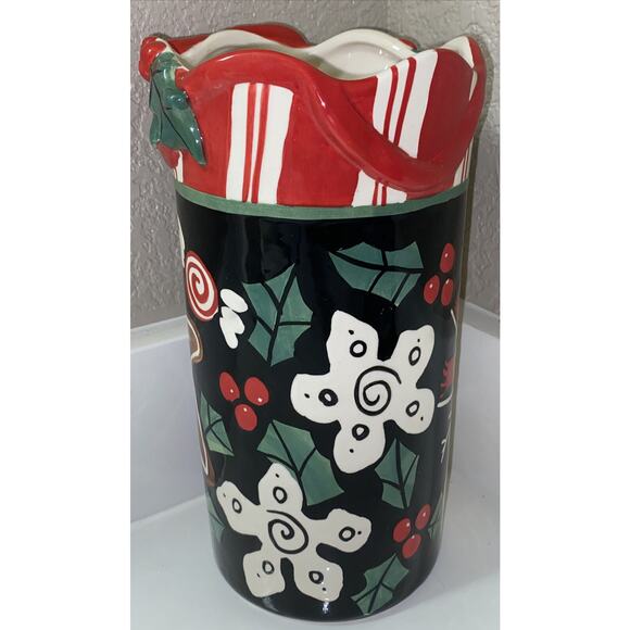 Nicole Engblom Large Ceramic Art Hand Painted Christmas Vase Snowman Gingerbread - Picture 3 of 7